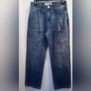 Love Cult Denim Wide Leg Cargo Jeans Women Size 7 Vintage Y2K
